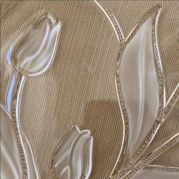 Vintage Mikasa Crystal “Nadine” Frosted Tulips Serving Platter 12.25” - Picture 3 of 6